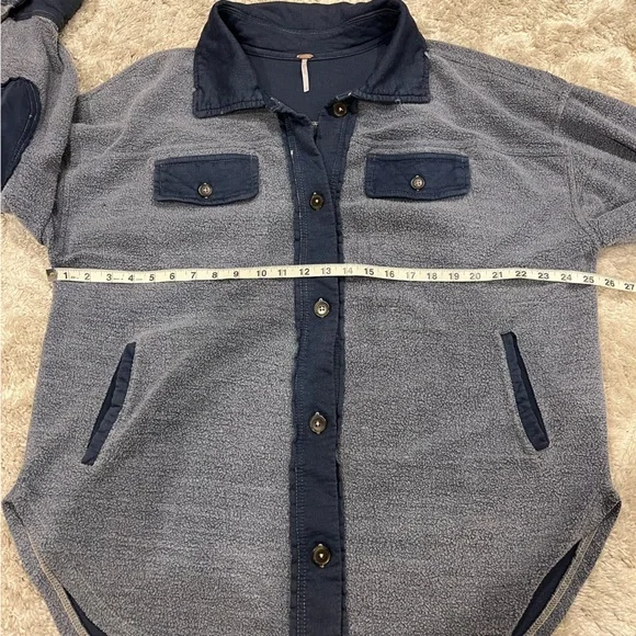 Free People | Indigo Blue Ruby Oversized Shirt Jacket size Small - Picture 12 of 14